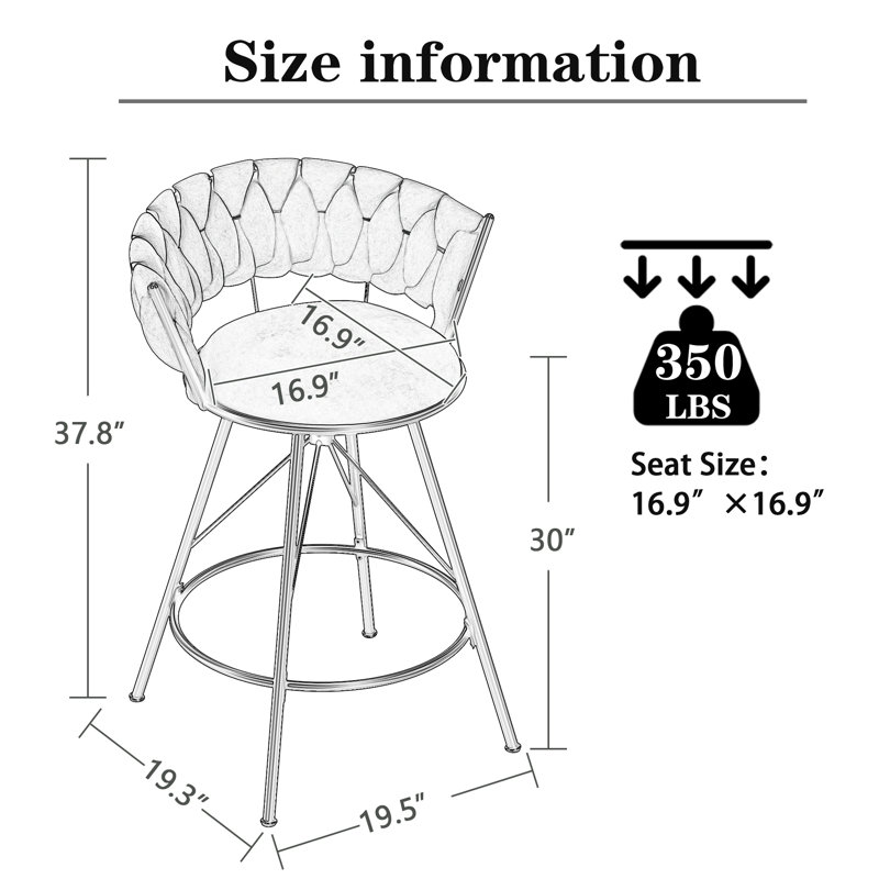 Tabourets de bar rembourrés, IVY, Bar Stool (30" Seat Height)