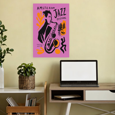 «Amsterdam Jazz Groove Abstract Modern Retro City Landscape», reproduction d'art mural