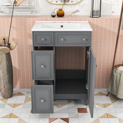 Meuble-lavabo compact avec lavabo en céramique 24 po