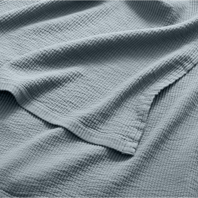 Ripple Modern & Contemporary Striped Coverlet, Queen Bedspread + 2 Queen Shams, Gray Blue/Putty