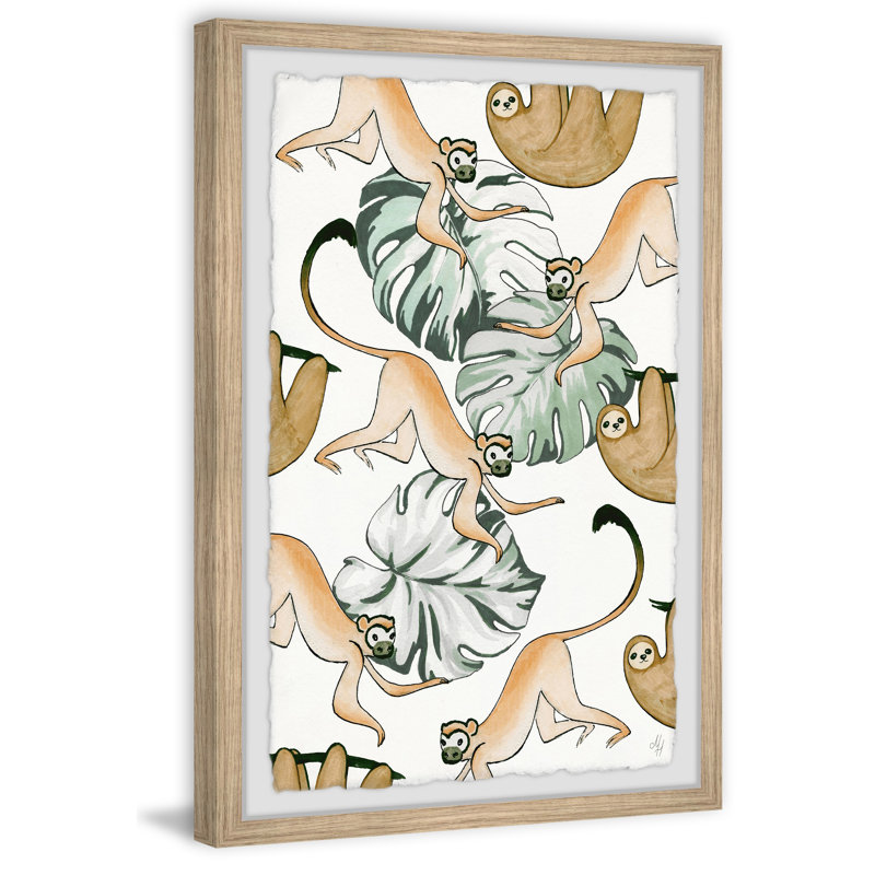 Braiden Sloth And Monkeys - Print, 30cm H x 20cm W
