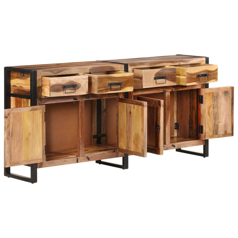 Romford 172cm Solid Wood Sideboard, Light Brown/Black