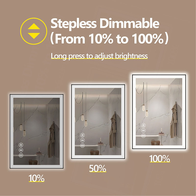 Frameless LED Bathroom Mirror,Smart Mirror, 36" x 72"