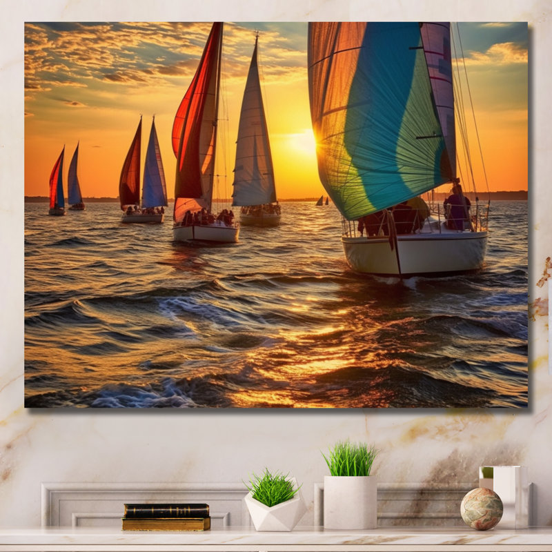 «Boating Bliss II» - art mural nautique, Toile tendue, H 24 po x l 32 po x P 1 po