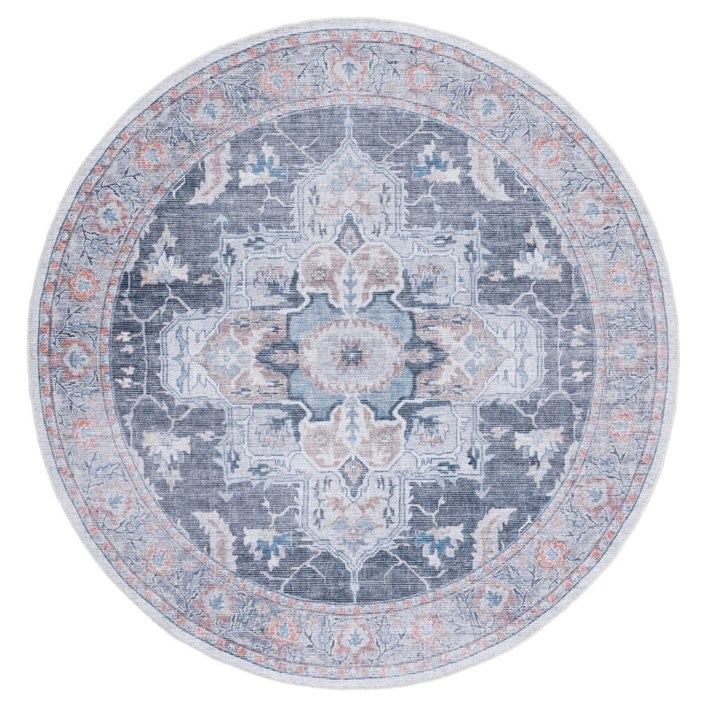 Langeloth Performance Machine Washable Oriental Rug, Round 6'7"