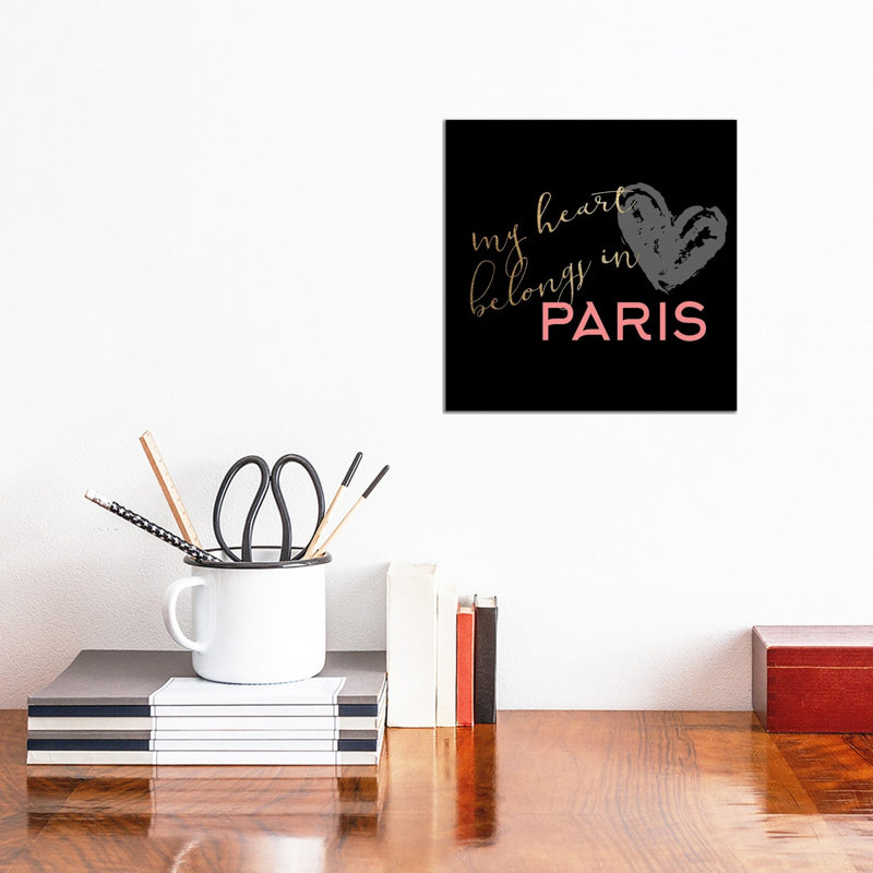Paris Heart III 1 Piece Wrapped Canvas Wall Art, 30.48 cm H x 30.48 cm W