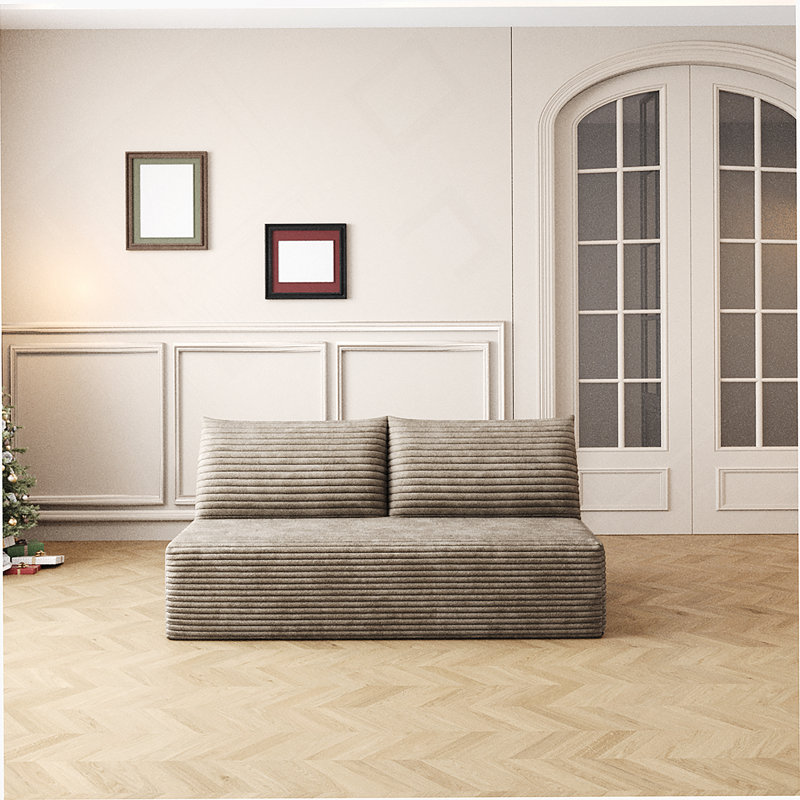 Boneless Camel Plush Corduroy Cloud Sectional Sofa - Modern Modular Deep Seat Couch, No Assembly Required For Living Room & Bedroom