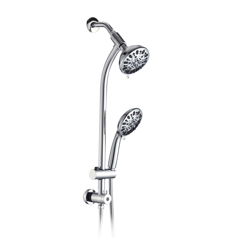 Pomme de douche à pluie coulissante en acier inoxydable sans perçage à 7 réglages, système de spa à double pomme de douche