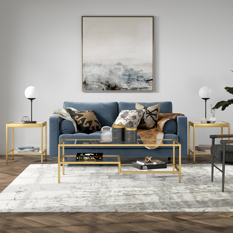Table basse rectangulaire en laiton Lovett, H 17 po x L 54 po x l 24 po, Laiton