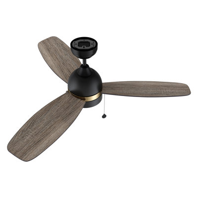 Ventilateur de plafond 52 po à 3 tiroirs avec lumière DC, tige verticale et garniture dorée