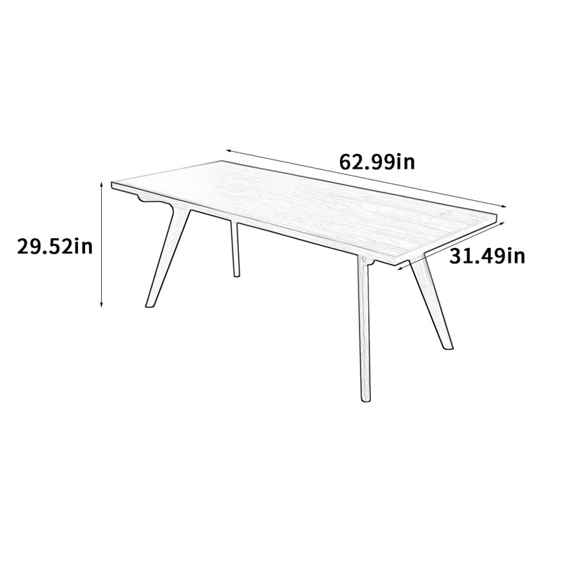 Black Walnut Rectangular Dining Table, 29.52"H x 62.99"L x 31.49"W