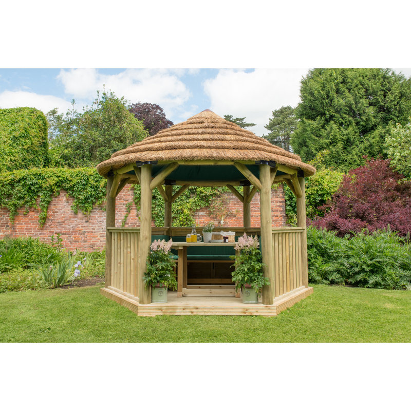 3.3m W x  3.3m D Solid Wood Patio Gazebo, Green