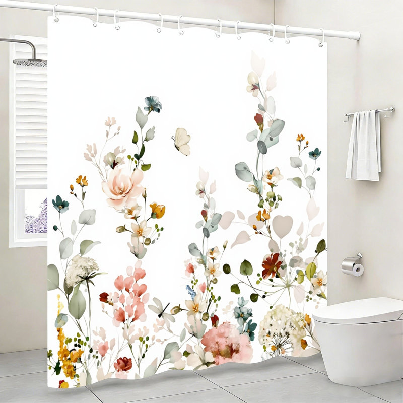 Rideau de douche doux aquarelle à motif floral doux 72 x 72 pouces