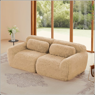 Canapé modulaire à 2 places pour canapé modulaire, conception antidérapante en tissu moelleux et moelleux, éponge haute densité 32D, conception ergonomique sans assemblage, avec coussins décoratifs pour le bureau