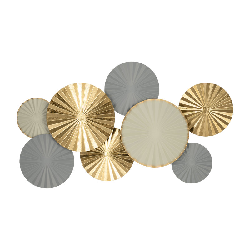 Pleated Wall Disc Decor, Gray/Gold