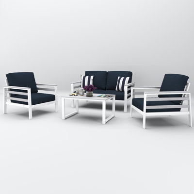 Townsend 4 Person Seating Group With Sunbrella Cushions by Birch Lane