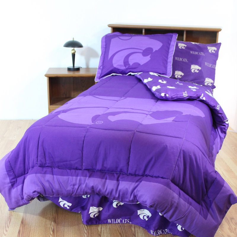 NCAA Sateen Comforter, Full Comforter + 7 Additional Pieces, Kansas State