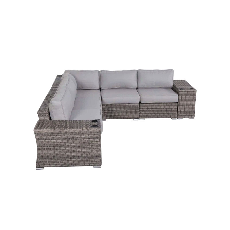 Ensemble de canapé modulaire en rotin 7 pièces avec coussins - assemblé 7 pièces