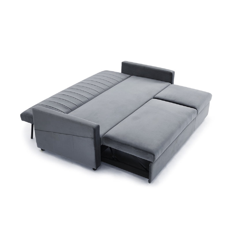 Krisheena 3 Seater Linen Velvet Sofa Bed, Grey Velvet