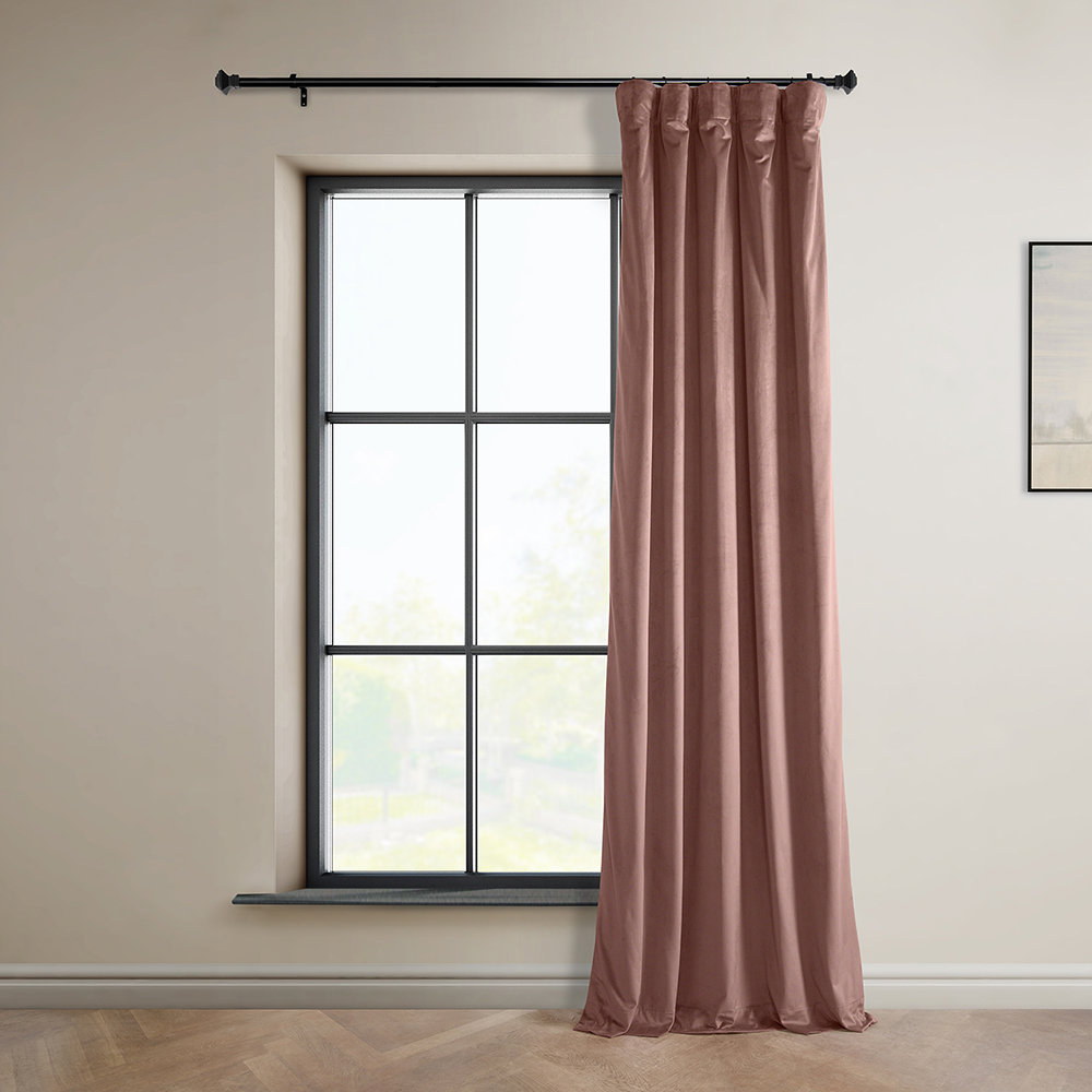 Matra Plush Velvet. Polyester Curtains for Bedroom - Room Darkening Curtains for Living Room Window Single Panel AllModern Curtain Color: Wild Rose Size per Panel: 50" W x 120" L