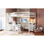 Lit mezzanine double avec commode, bureau et bande lumineuse, blanc-1725298867