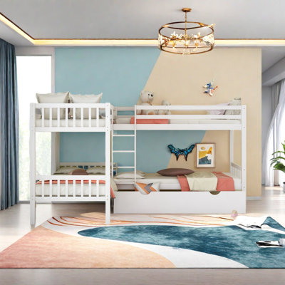 3 Drawers Twin Size L-shaped Bunk Bed