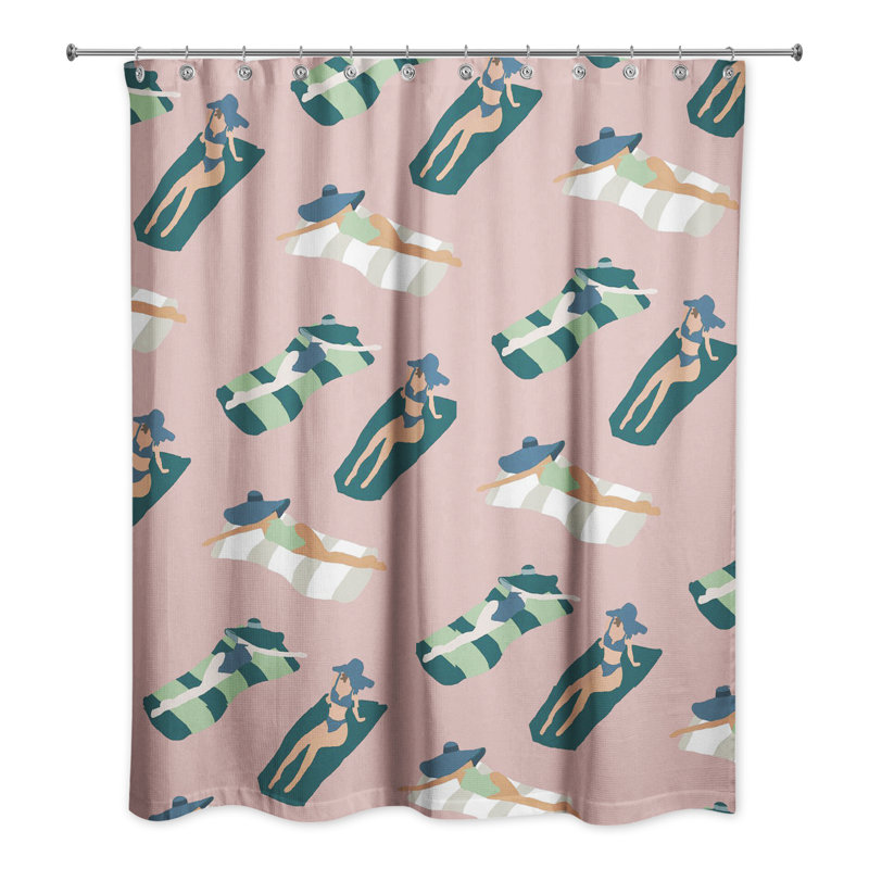 Rideau de douche simple Alfiee, Rose