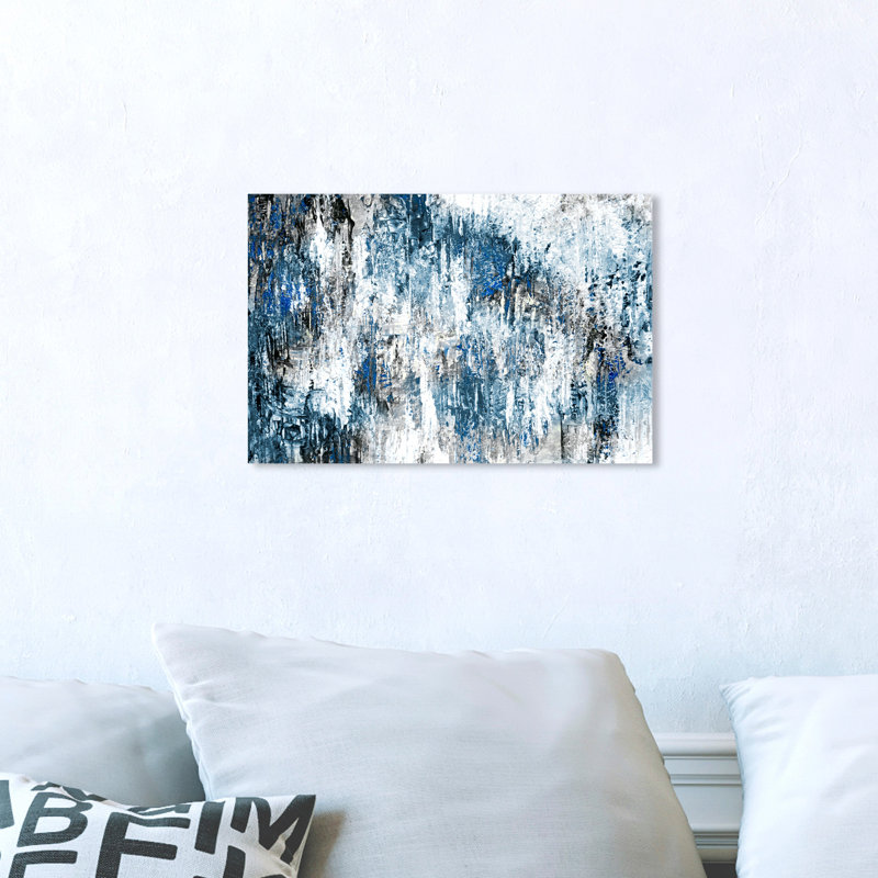 «Abstract Lapis Cascade», reproduction d'art sur toile, Toile tendue, H 36 po x l 54 po x P 1,5 po