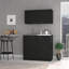 Armoire, deux tablettes noires