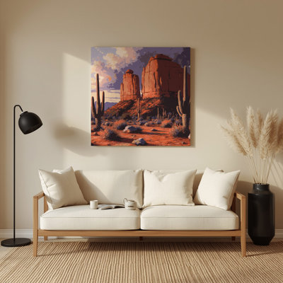 «Southwestern Cowboy Desert Landscape» 66, art mural en métal noir