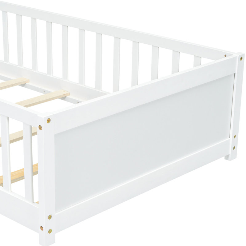 Lit plateforme simple avec unité de rangement de livres - blanc efficace