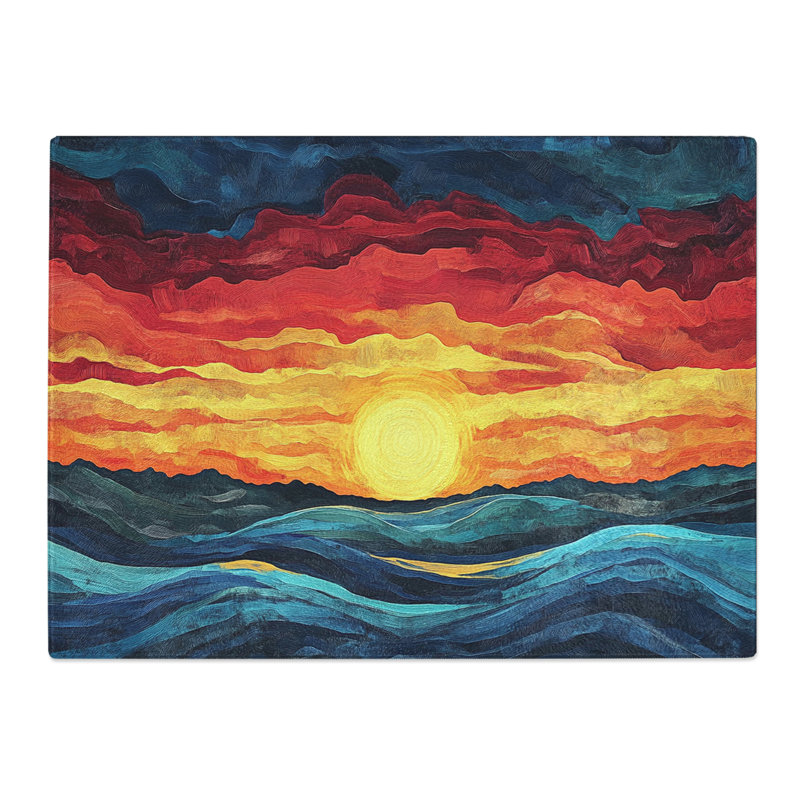 Sunset Composition  Glass Chopping Board