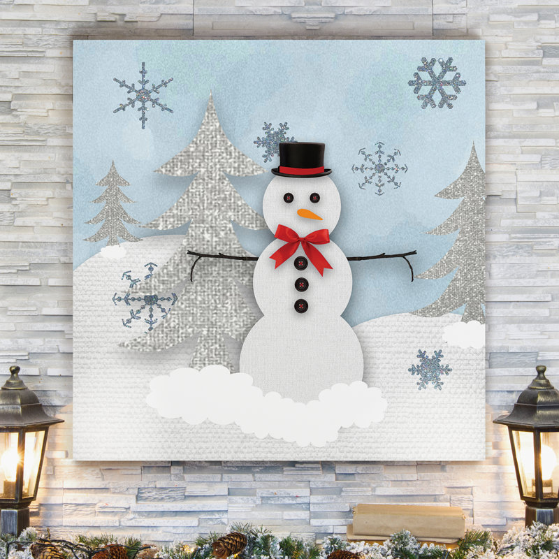 « bonhomme de neige », impression sur toile tendue, H 10 po x l 10 po x P 1,5 po