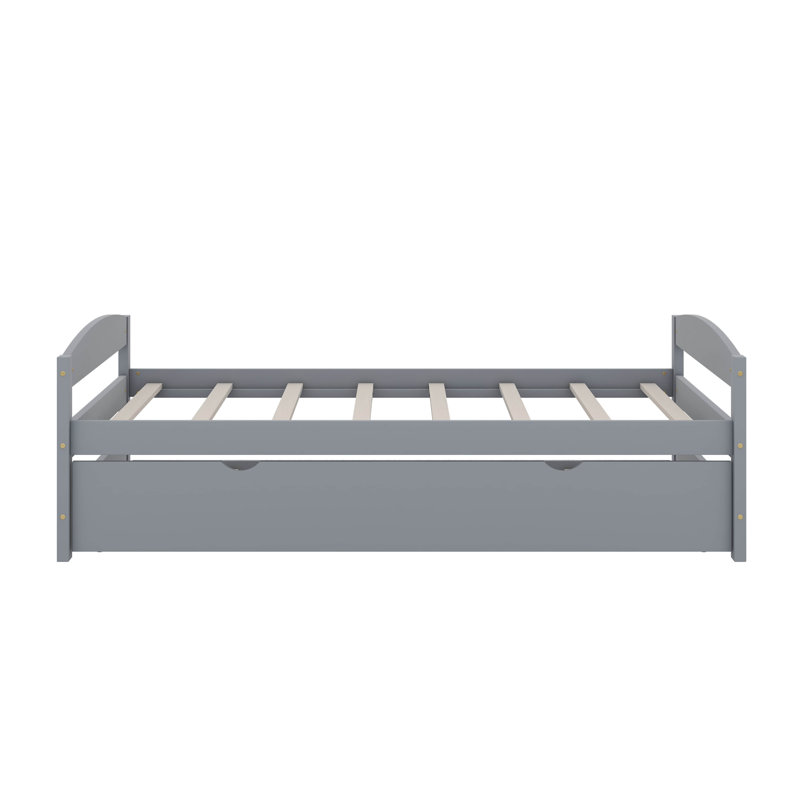 Lit plateforme simple avec lit gigogne, Gris