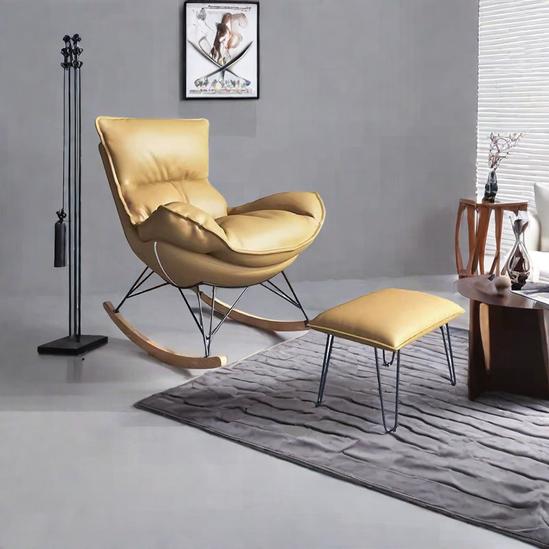 Chaise berçante légère et luxueuse, Jaune