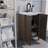 A 30-Inch Brown Floor-Standing Bathroom Cabinet, Paired With A White Ceramic Basin, Is Foldable And Easy To Transport.-5313781