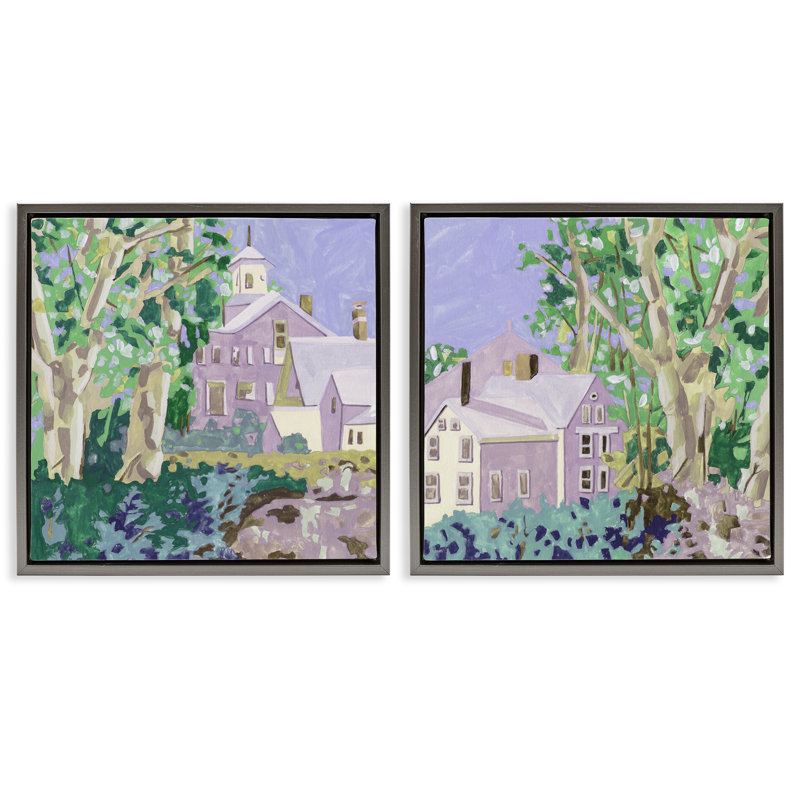  Ensemble de 2 toiles flottantes encadrées par Quissa, H 25 po x l 25 po, Cadre flottant gris lustré