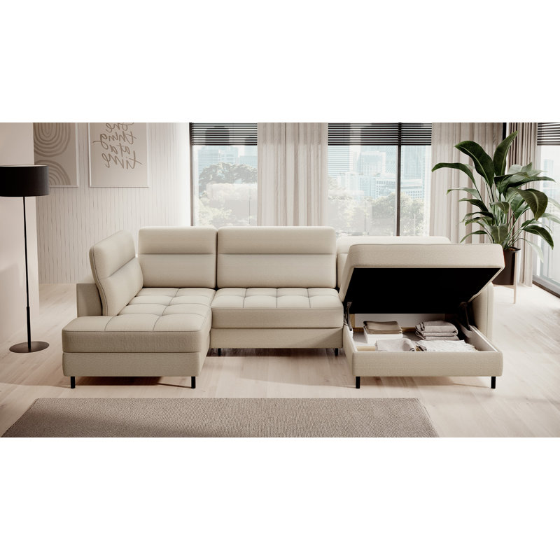 Meria 5 Seater Sofa Bed, Light Beige, Right Hand Facing