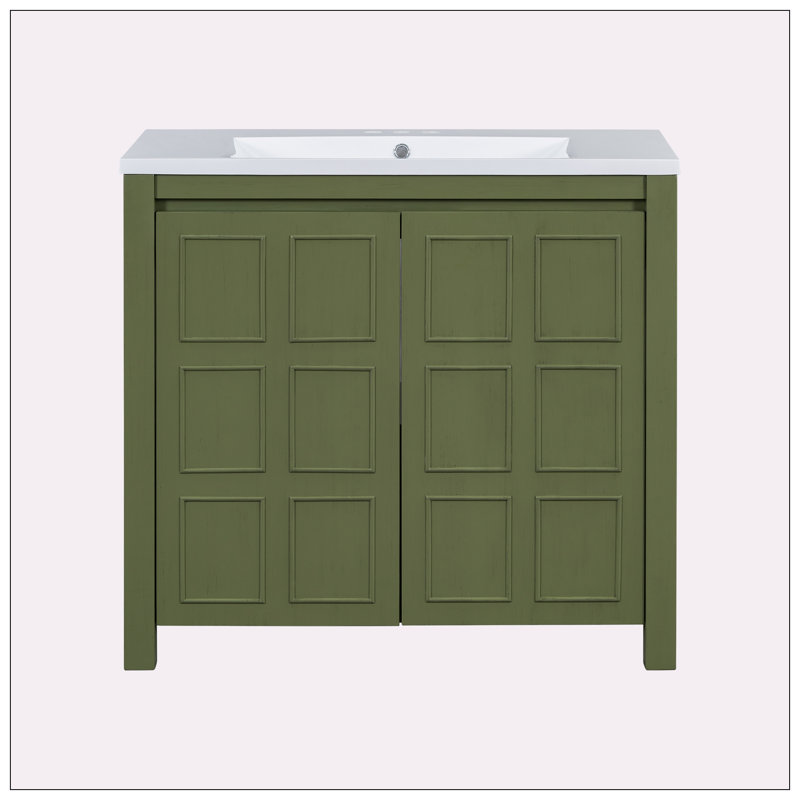 Organisateur de meuble-lavabo 36 po avec lavabo, Vert olive