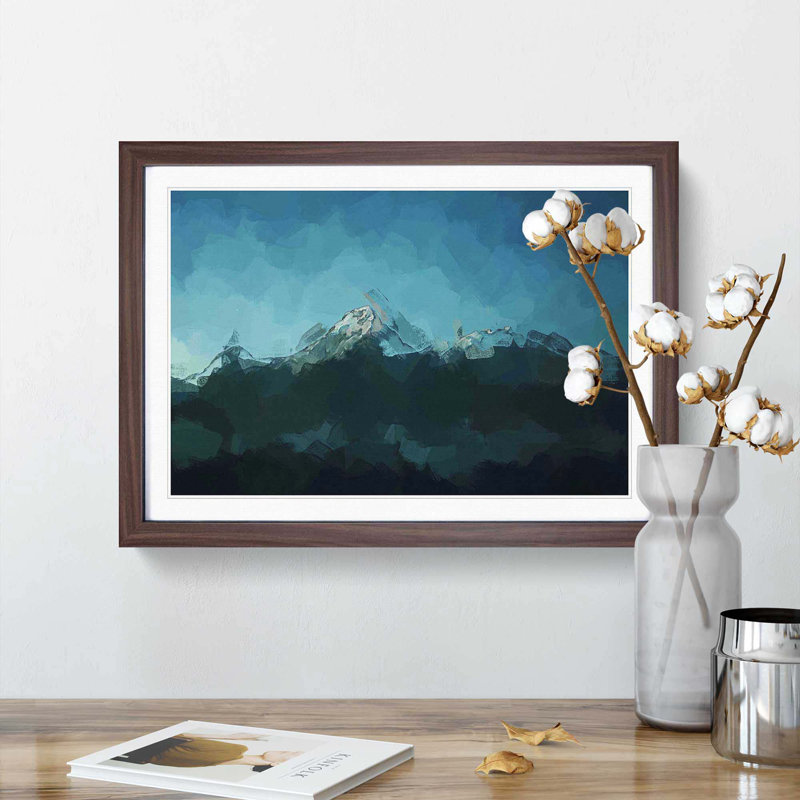 Annapurna Massif Mountains in Abstract - Picture Frame Graphic Art Print, Walnut Framed, 36cm H x 48cm W x 2cm D
