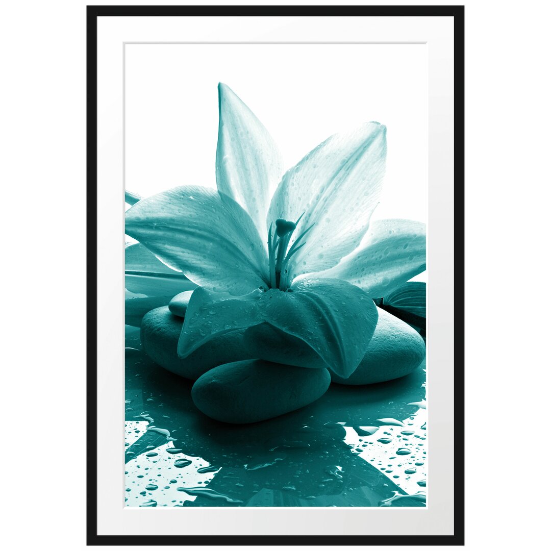 Gerahmtes Poster Blaue Lilie und Tulpe