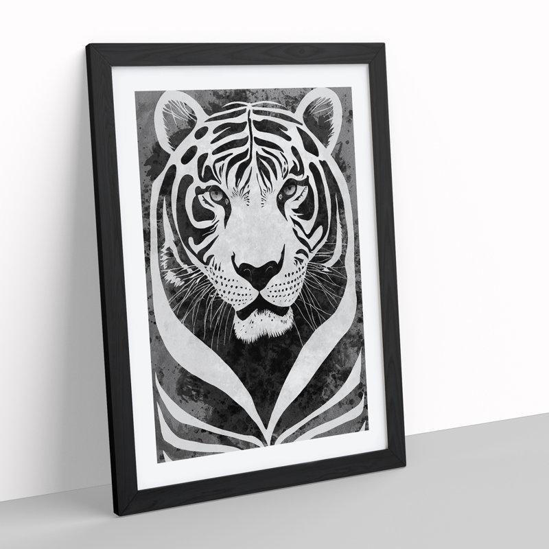 Monochrome Tiger No.4 - Framed Print, Black, 34cm H x 25cm W x 2cm D