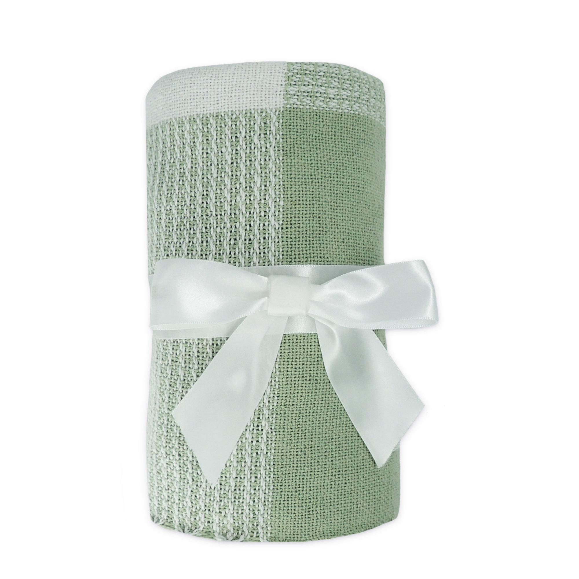  Plaid Cotton Blanket, Light Green
