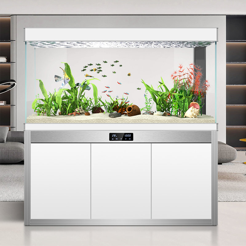 Aquarium moderne en verre ultra-transparent et minimaliste, Blanc