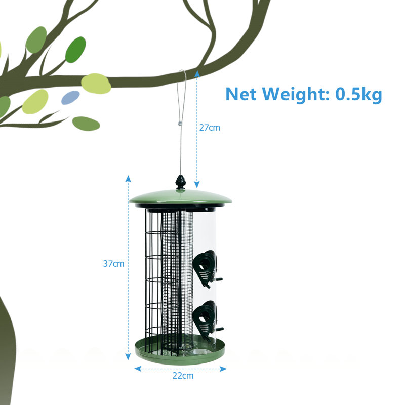 Herblain Metal Hanging Tube Bird Feeder