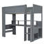 Lit mezzanine double en bois avec bureau et station de charge-441284766