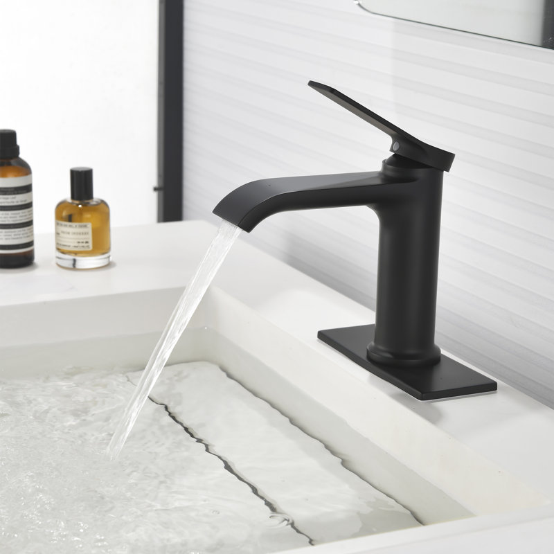Single-Hole Single-Handle Bathroom Faucet With Drain Assembly, Matte Black