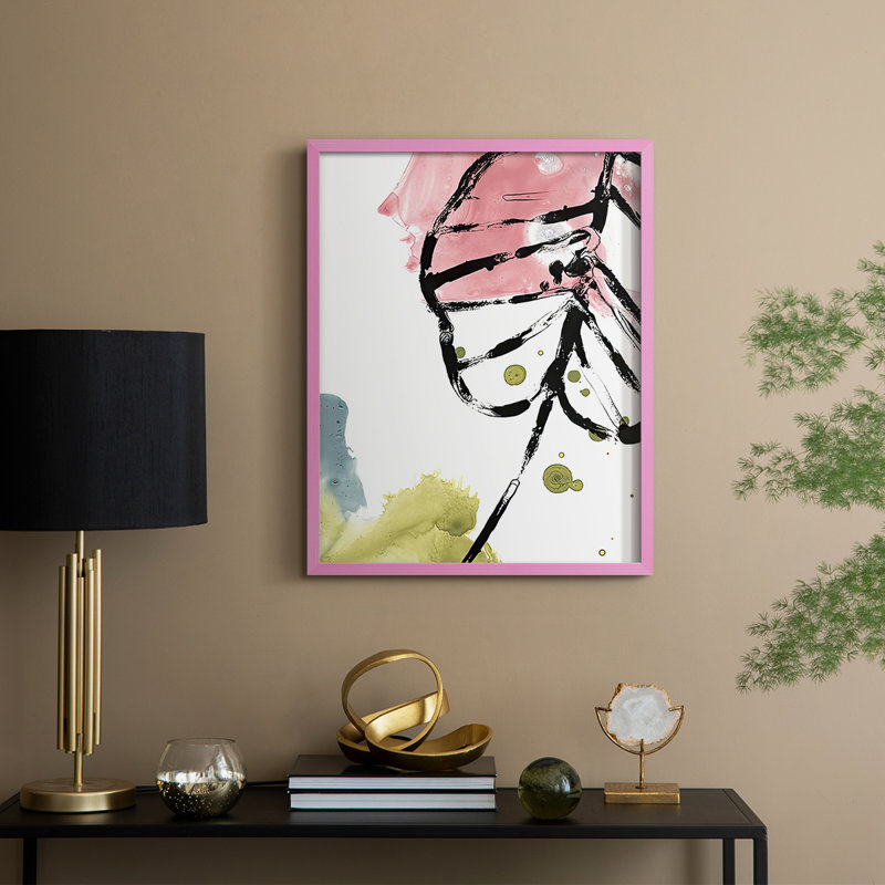 No Deckle Tropical Moderne III, reproduction encadrée - bois massif, H 15 po x l 12 po, Rose