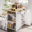 3 Pieces Kitchen Island Set with Storage Cabinet, Drawers, and 2 Stools-526239271-517228156