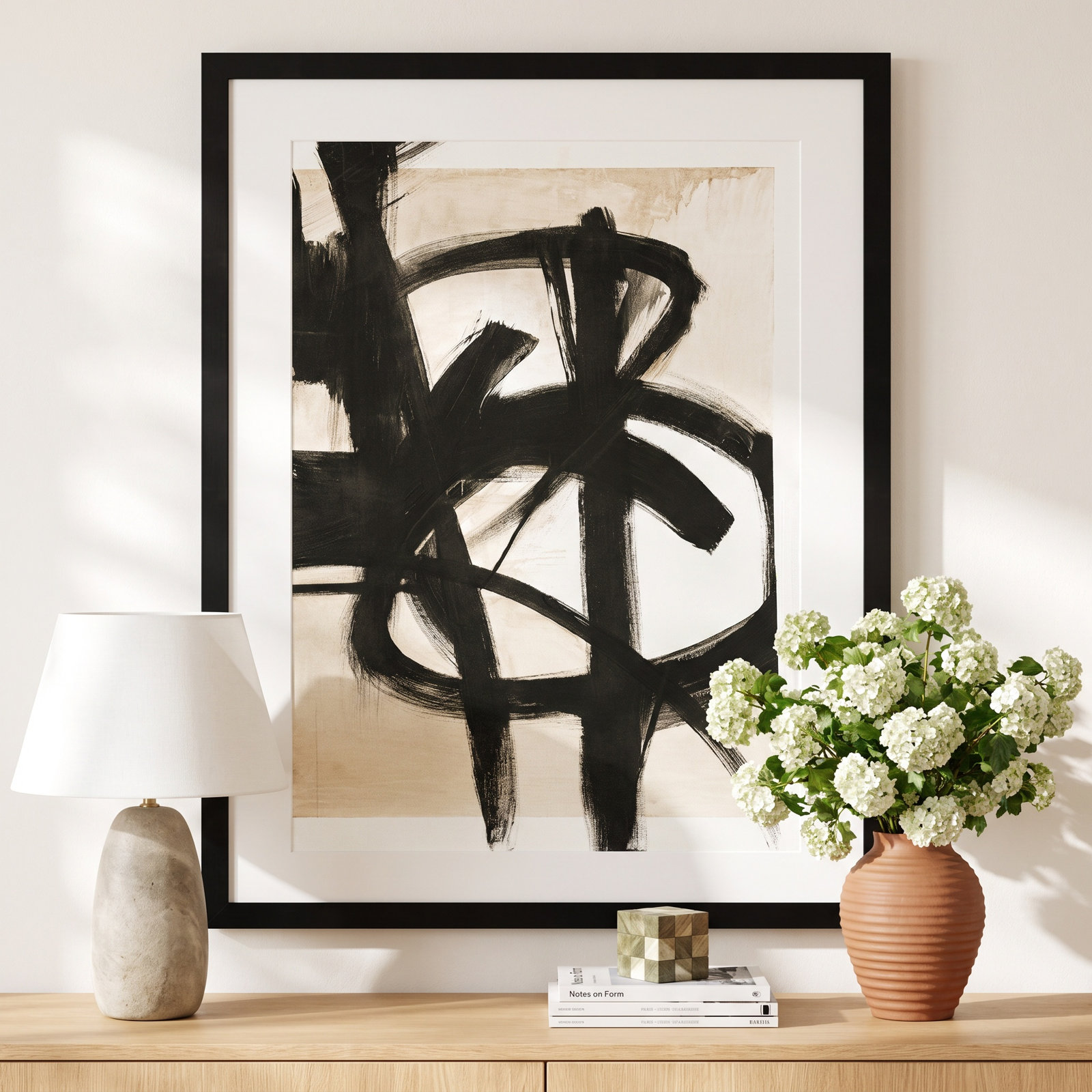 Graphical Shapes 7 Print, 42.12" H x 32.12" W x 0.88" D, Black Framed Paper